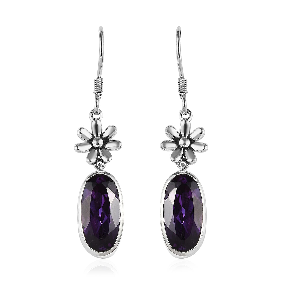 Artisan Crafted Lab Grown Color Change Sapphire Earrings in Sterling Silver 14.25 ctw