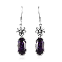 Artisan Crafted Lab Grown Color Change Sapphire Earrings in Sterling Silver 14.25 ctw