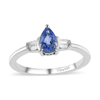 Ceylon Blue Sapphire and Diamond Ring in Platinum Over Sterling Silver 1.00 ctw (Del. in 5-7 Days)