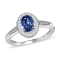 Luxoro 10K White Gold AAA Blue Ceylon Sapphire and Diamond Halo Ring (Size 10.0) 1.25 ctw - Sticky add to cart bar