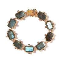 AAA Malagasy Labradorite and Orissa Rhodolite Garnet Bracelet in Vermeil YG Over Sterling Silver (6.50 In) 42.00 ctw