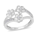 Diamond Floral Ring in Platinum Over Sterling Silver (Size 10.0) (Del. 7-10 Days) 0.15 ctw - Sticky add to cart bar