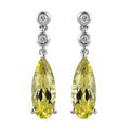Ouro Verde Quartz and White Zircon Dangling Earrings in Platinum Over Sterling Silver 6.00 ctw - Sticky add to cart bar