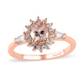 Premium Marropino Morganite and White Zircon Sunburst Ring in Vermeil Rose Gold Over Sterling Silver 1.15 ctw - Sticky add to cart bar