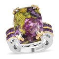 One Time Only Tasmanian Stichtite, Amethyst Ring in Platinum Over Sterling Silver (Size 5.0) 12.10 ctw - Sticky add to cart bar