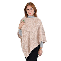 " PASSAGE Faux fur poncho Material: 100% polyester. Size: W33.5XL39 inch Weight:185g Color: Beige "