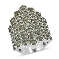 Natural Green Apatite Cluster Ring in Platinum Over Sterling Silver (Size 8.0) (8.50 g) 4.90 ctw