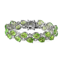 Chartreuse Quartz, White Zircon Bracelet in Platinum Over Sterling Silver (8.00 In) (Del. in 7-10 Days) 40.00 ctw
