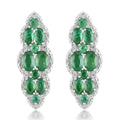 AAA Kagem Emerald and White Zircon Drop Earrings in Rhodium Over Sterling Silver 4.90 ctw - Sticky add to cart bar