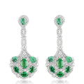 AAA Kagem Emerald and White Zircon Dangle Earrings in Rhodium Over Sterling Silver 3.25 ctw - Sticky add to cart bar