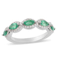 AAA Kagem Zambian Intense Green Emerald, Natural White Zircon Ring in Rhodium Over Sterling Silver (Size 6.0) 1.00 ctw - Sticky add to cart bar