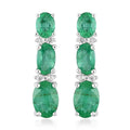 AAA Kagem Emerald and Natural White Zircon Drop Earrings in Rhodium Over Sterling Silver 1.75 ctw - Sticky add to cart bar