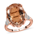 Luxoro 14K Rose Gold AAA Marropino Morganite and G-H I2 Diamond Ring (Size 6.0) 4.25 Grams 8.75 ctw - Sticky add to cart bar