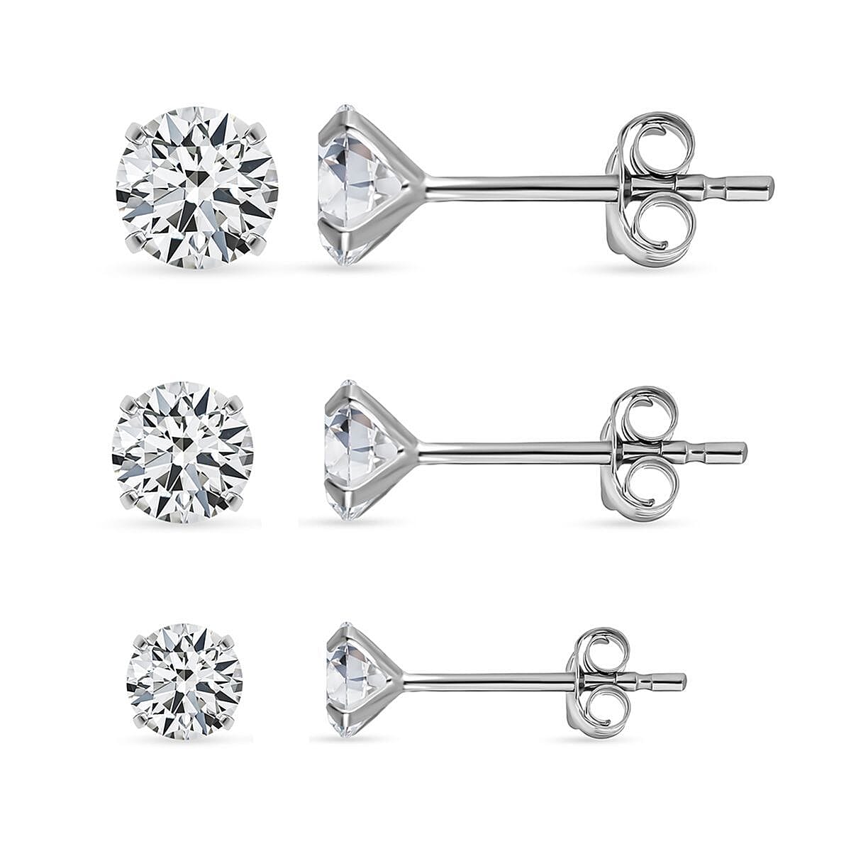 Simulated Diamond Stud Earrings in Rhodium Over Sterling Silver