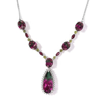 Watermelon Quartz (Triplet) and Multi Gemstone Necklace 18 Inches in Platinum Over Sterling Silver 29.00 ctw