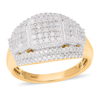 White Diamond Ring in 18K Vermeil YG Over Sterling Silver (Size 11.5) 0.99 ctw