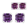 Asscher Cut Lab Grown Color Change Sapphire Stud Earrings in Platinum Over Sterling Silver 4.75 ctw - Sticky add to cart bar