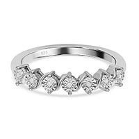 White Diamond Ring in Platinum Over Sterling Silver (Size 8)