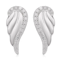 Diamond Angel Wing Stud Earrings in Platinum Over Sterling Silver 0.20 ctw