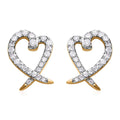 Luxoro 14K Yellow Gold G-H I2 Diamond Stud Heart Earrings 0.33 ctw - Sticky add to cart bar