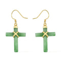 Green Jade (D) Cross Earrings in 14K Yellow Gold Over Sterling Silver 13.00 ctw - Sticky add to cart bar