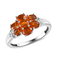 Tangerine Kyanite and White Zircon Floral Ring in Platinum Over Sterling Silver 1.85 ctw