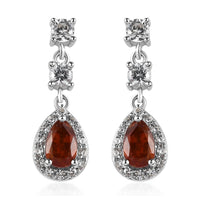Tangerine Kyanite and White Zircon Dangle Earrings in Platinum Over Sterling Silver 2.35 ctw