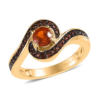 Tangerine Kyanite and Coffee Zircon Ring in Vermeil Yellow Gold Over Sterling Silver (Size 10.0) 1.00 ctw (Del. in 5-7 Days)