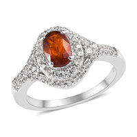 Tangerine Kyanite and White Zircon Halo Ring in Platinum Over Sterling Silver (Size 10.0) 2.15 ctw (Del. in 5-7 Days)