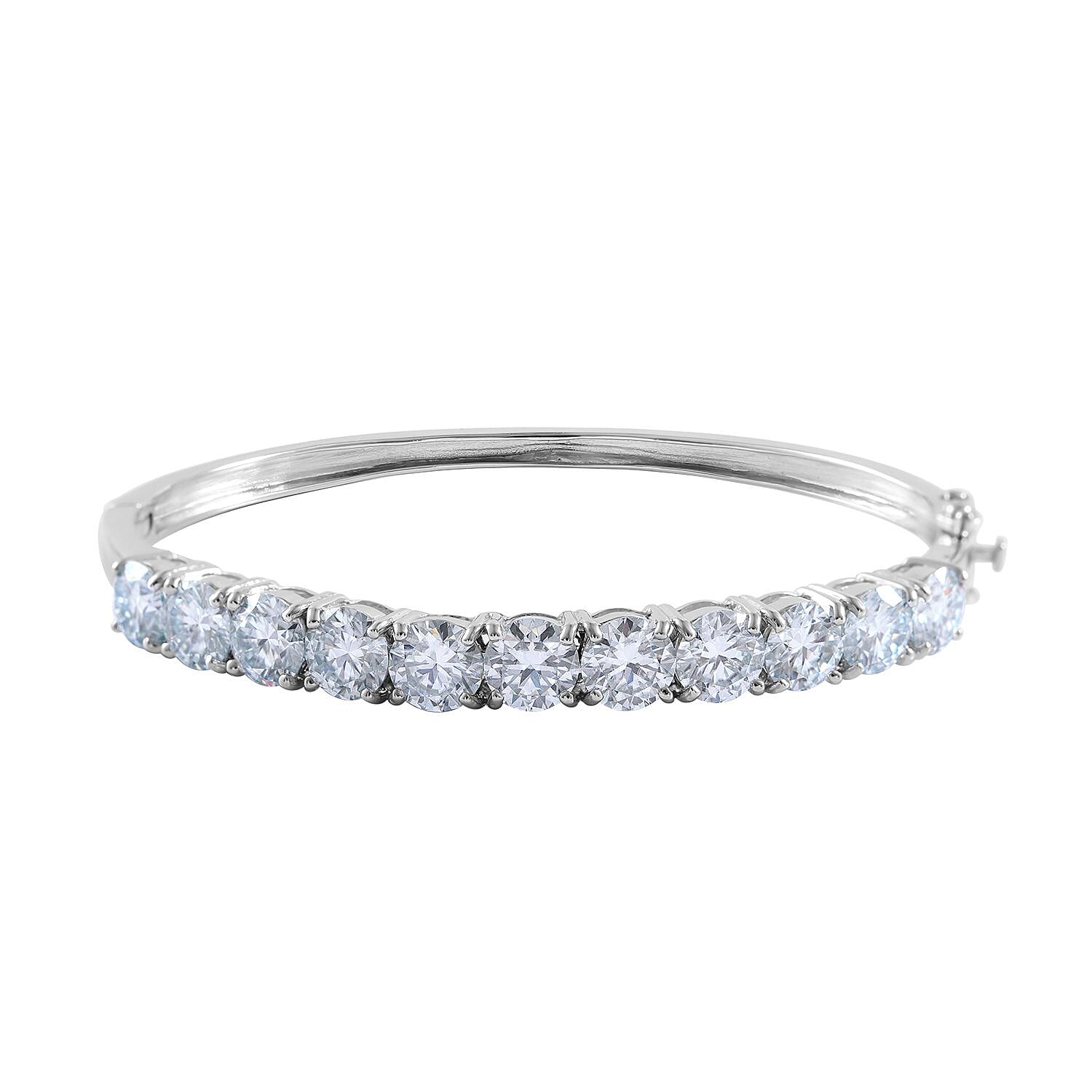 Moissanite Bangle Bracelet in Platinum Over Sterling Silver (6.50 In) 13.10 Grams 11.00 ctw