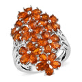 Premium Tanzania Tangerine Kyanite Floral Ring in Platinum Over Sterling Silver (Size 10.0) (Del. in 7-10 Days) 7.85 ctw - Sticky add to cart bar