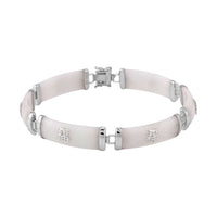One Time Only White Jade Station Bracelet in Platinum Over Sterling Silver (6.00 In) 60.00 ctw