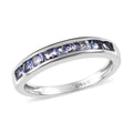 Tanzanite Half Eternity Ring in Platinum Over Sterling Silver 0.60 ctw - Sticky add to cart bar