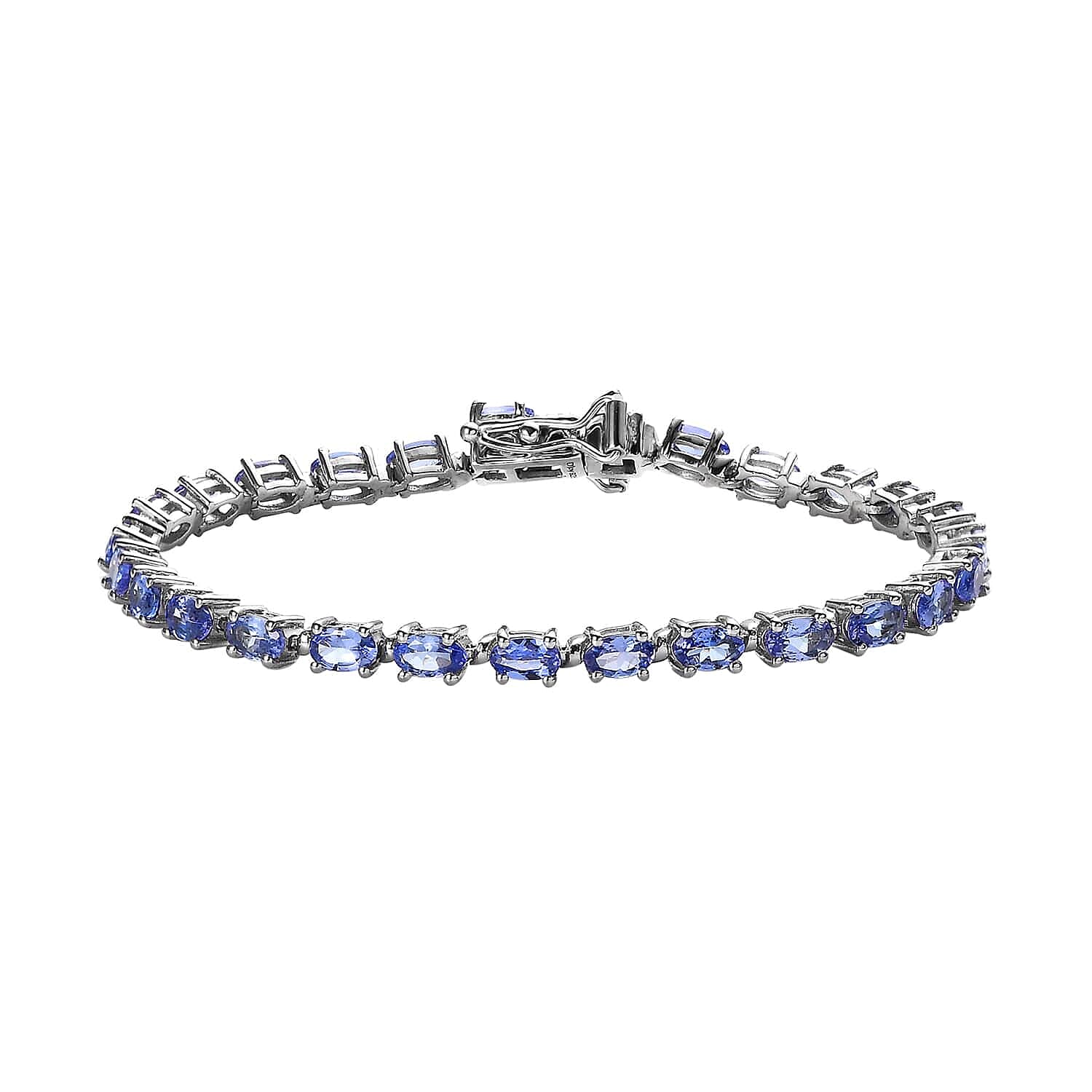 Premium Tanzanite Tennis Bracelet in Platinum Over Sterling Silver (6.50 In) 6.15 ctw