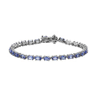 Premium Tanzanite Tennis Bracelet in Platinum Over Sterling Silver (6.50 In) 6.15 ctw