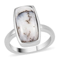 Dendritic Agate Solitaire Ring in Stainless Steel (Size 6.0) 5.10 ctw - Sticky add to cart bar