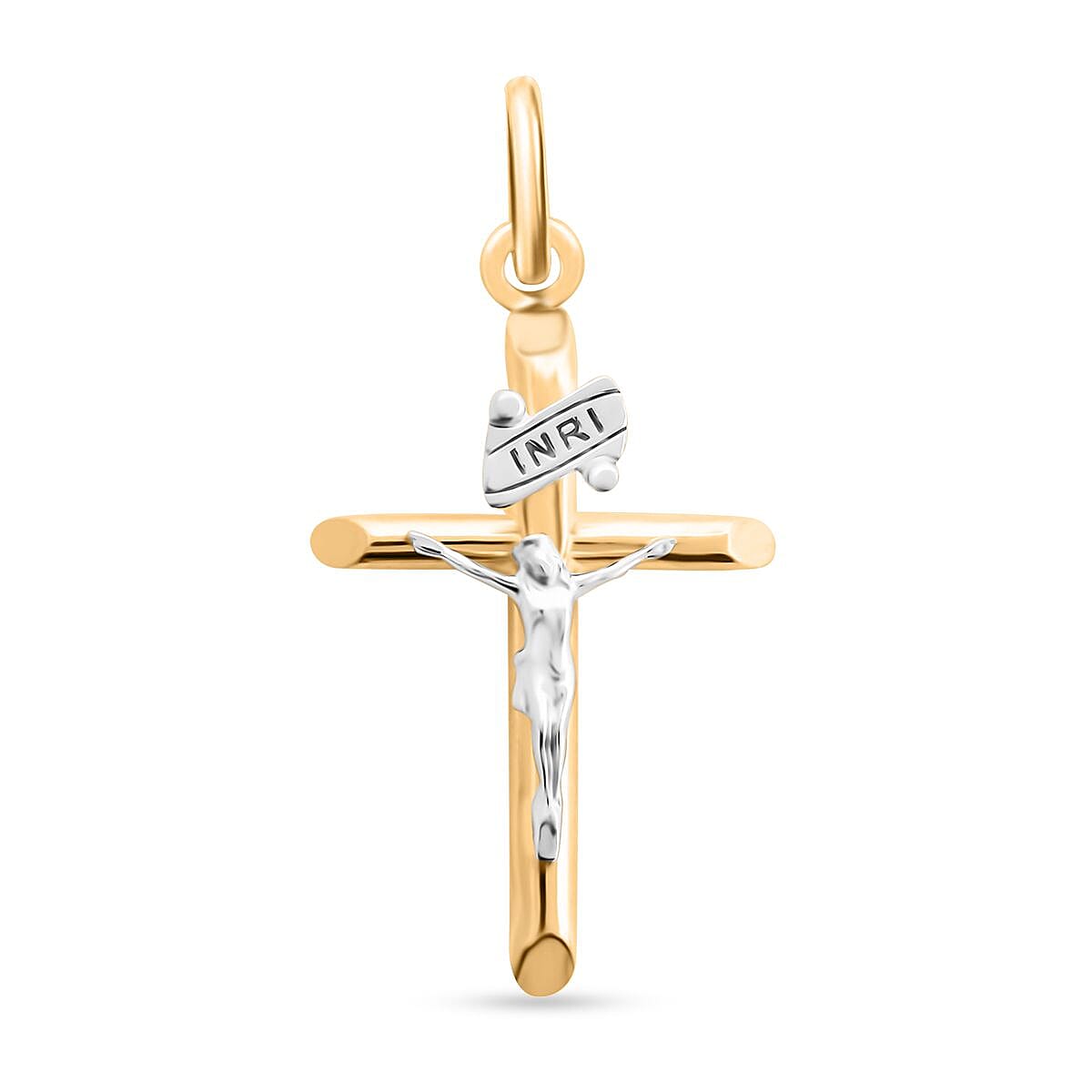 14K Gold Yellow 25MM Crucifix Tube Pendant 1.50 Grams