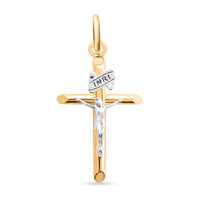 14K Gold Yellow 25MM Crucifix Tube Pendant 1.50 Grams
