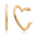 14K Yellow Gold Polished Sideways Heart Hoop Earrings - Sticky add to cart bar