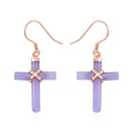 Purple Jade (D) Cross Earrings in 14K Rose Gold Over Sterling Silver 10.15 ctw - Sticky add to cart bar