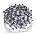 Tanzanite Cluster Ring in Platinum Over Sterling Silver (Size 10.0) 4.85 ctw - Sticky add to cart bar