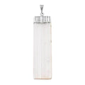 Natural White Selenite Crystal Pendant without Chain in Silvertone, Cylindrical Pendant without Chain For Men And Women, Birthday Gits 33.00 ctw - Sticky add to cart bar