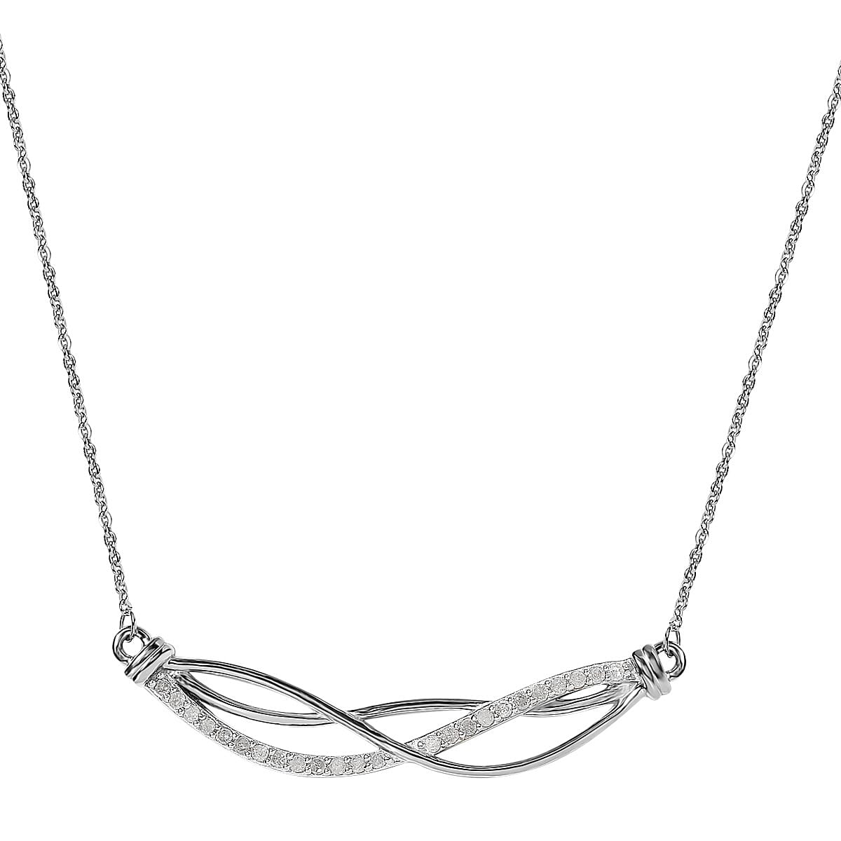 Diamond Necklace 20 Inches in Platinum Over Sterling Silver 0.25 ctw