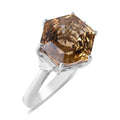 Fancy Cut Brazilian Citrine Hexagon Shape Ring in Platinum Over Sterling Silver 5.85 ctw - Sticky add to cart bar