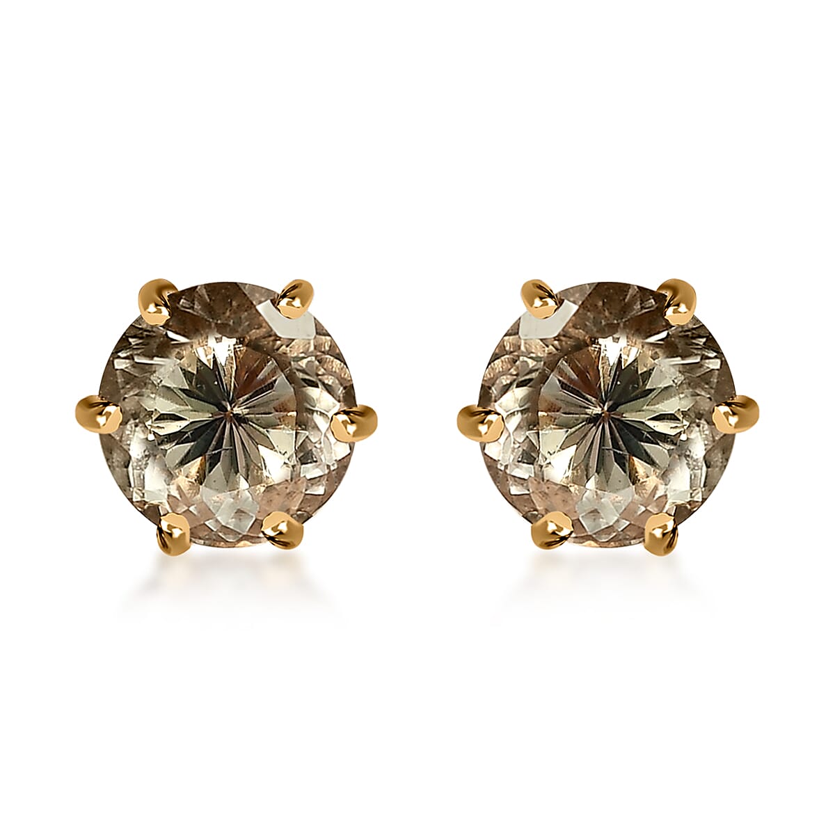 Iliana 18K Yellow Gold 120 Facet AAA Turkizite and G-H SI Diamond Stud Earrings 2.35 ctw