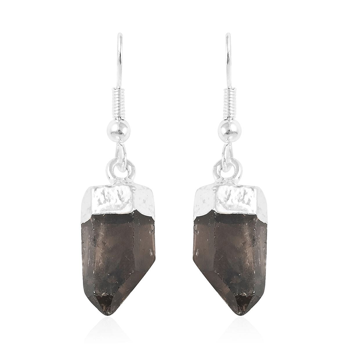 Brazilian Smoky Quartz Earrings in Silvertone 37.30 ctw