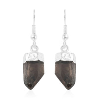Brazilian Smoky Quartz Earrings in Silvertone 37.30 ctw