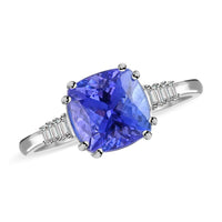 RHAPSODY 950 Platinum AAAA Tanzanite and E-F VS Diamond Ring 4.65 Grams 3.40 ctw (Delivery in 10-15 Business Days)
