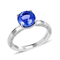 Certified Rhapsody 950 Platinum AAAA Tanzanite and E-F VS Diamond Ring 4.60 Grams 3.70 ctw (Del. in 10-15 Days)