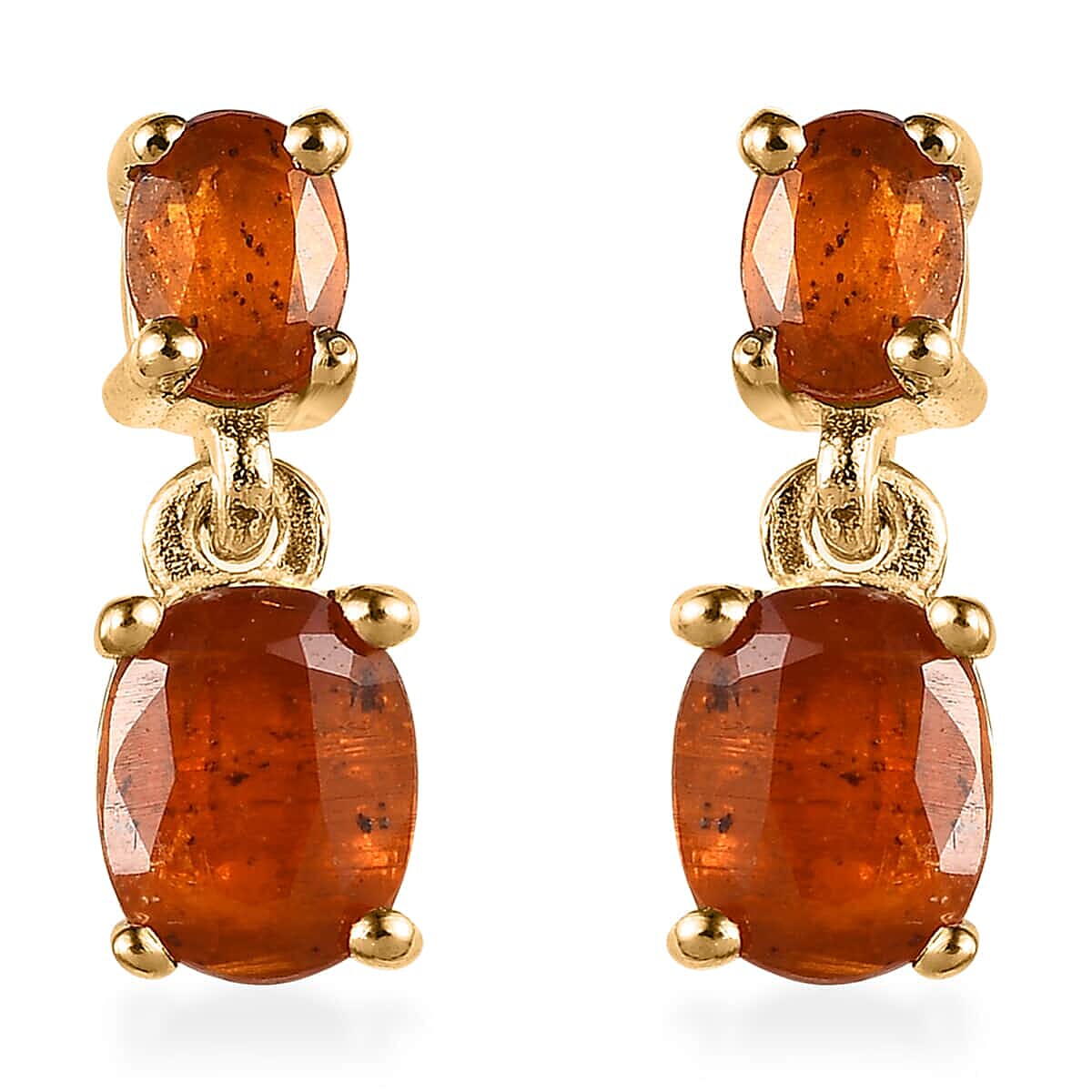 Premium Tangerine Kyanite Dangle Earrings in Vermeil Yellow Gold Over Sterling Silver 1.75 ctw